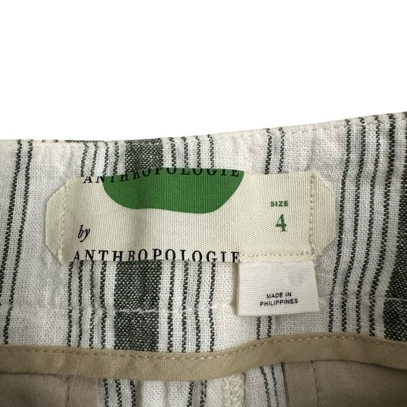 Anthropologie Shorts High Waisted White Stripe White Linen Boho Size 4 Small - Picture 5 of 8
